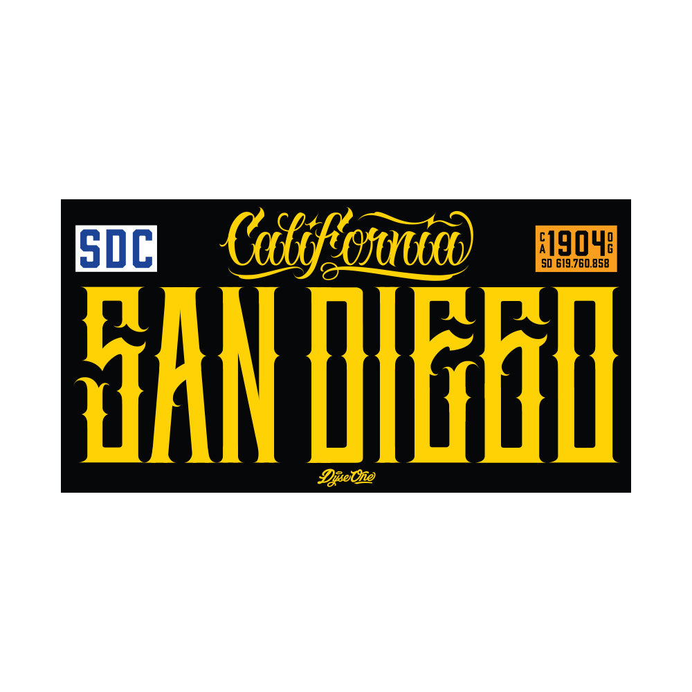 Dyse One San Diego License Plate Sign