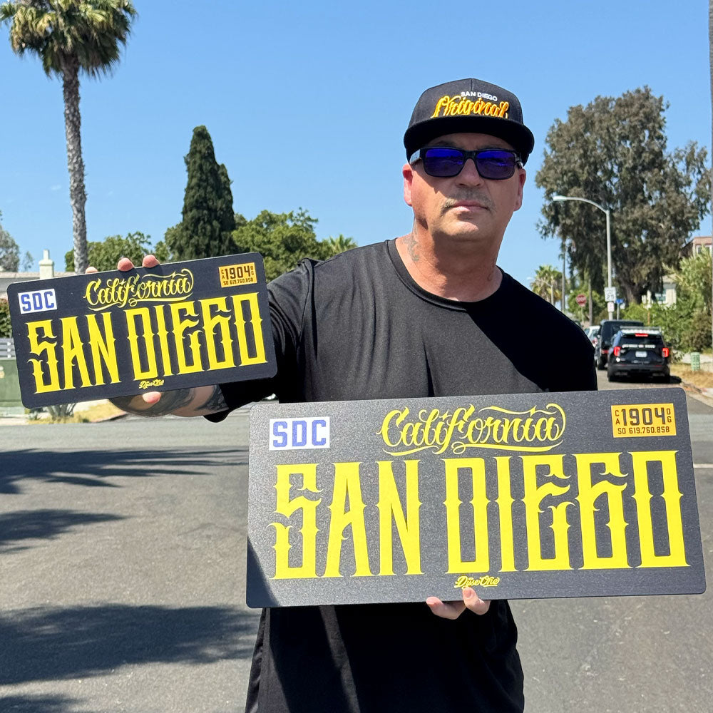 Dyse One San Diego License Plate Sign
